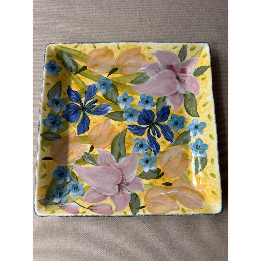Certified International Lesal Studio Square Serving Tray Hand painted 16" square